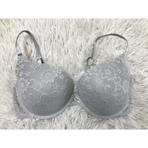 XHILARATION 36D Perfect T-shirt Pushup Padded Underwire Floral Lace Green Bra